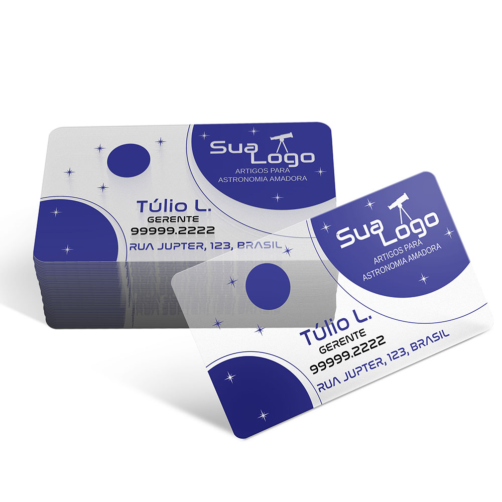 Cartão PVC Translúcido 0,30 mm com Tinta Branca · 86 × 47 mm — 250 unidades