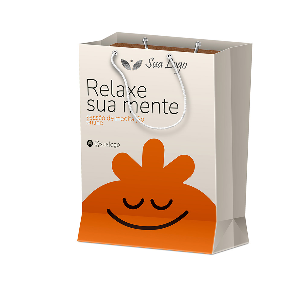 Sacola Duplex 191g Branco Com Hotstamping Mini Vertical · L15 × P7 × A21 cm (aprox.) — 250 unidades
