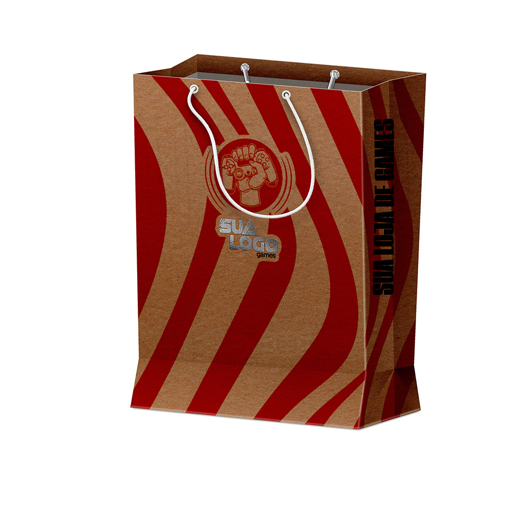 Sacola Duplex 191g Pardo Com Hotstamping Mini Vertical · L15 × P7 × A21 cm (aprox.) — 250 unidades